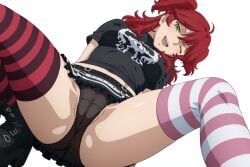 1girls ai_art ai_generated big_breasts black_panties breasts chocker collar female female_only freckles freckles_on_face ginger ginger_female ginger_hair gundam_00 nena_trinity nipples_bulge panties punk_girl red-haired_female red_hair red_hair_female redhead redhead_female redheaded_female short_skirt sole_female t-shirt tagme twintails twintails_(hairstyle) yellow-eyed_female yellow_eyes yellow_eyes_female