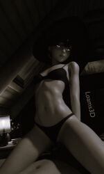 1boy 1boy1girl 1girls 2026 3d 3d_(artwork) black_and_white blender boxers boxers_(clothing) bra cleavage detailed_background epic_games eye_contact female female_on_top filter fortnite fortnite:_battle_royale hat headwear helsie_(fortnite) helsie_midnight_(fortnite) hi_res high_quality high_resolution highres light-skinned_male light_skin loams3d long_hair looking_at_viewer male_pov panties pov pov_eye_contact pov_male seductive seductive_eyes seductive_look seductive_pose underwear watermark