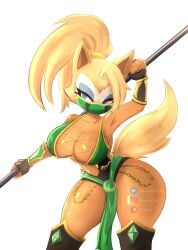 2d 2d_(artwork) 2d_artwork big_ass big_breasts big_butt big_thighs big_titties blue_eyes blue_eyeshadow boots branuzzz breasts breasts_bigger_than_head bubble_ass bubble_butt busty busty_female chains cleavage_cutout cleavage_overflow eyelashes fingerless_gloves fluffy_tail jade_(mortal_kombat)_(cosplay) looking_at_viewer mask masked masked_female mortal_kombat mortal_kombat_(2011) pole ponytail sega showing_ass showing_off sonic_(series) sonic_the_hedgehog_(idw) sonic_the_hedgehog_(series) tail thick_thighs thighs thin_waist thong tight_clothing voluptuous voluptuous_anthro voluptuous_female whisper_the_wolf wide_hips wolf_ears wolf_girl wolf_tail