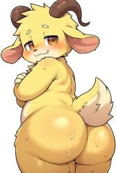 1boy ai_art ai_generated big_ass big_butt big_thighs caked_up chubby crossed_arms cub cute fatass femboy fuckable_butt furry gay goat horns sexy smug_face sweaty sweaty_ass teasing_viewer yaoi