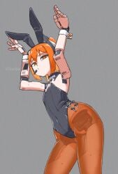adachi_rei android android_girl bunny_costume bunnysuit fake_animal_ears fake_rabbit_ears fake_tail light-skinned_female light_skin mechanical microphone orange_eyes orange_hair robot robot_girl robot_humanoid side_ponytail utau