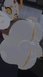 back_view backsack big_ass bottom_heavy bottom_heavy_femboy bottomless bubble_butt bussy donut_anus feline_humanoid femboy gflemon47_vr halo hand_on_ass on_side posing presenting presenting_anus presenting_ass presenting_hindquarters selfie submissive_pose tagme vrchat vrchat_avatar white_body