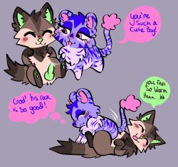 2023 ^_^ animal_genitalia animal_penis blue_body blue_fur canid canine canine_genitalia canine_penis canis chibi closed_eyes compliment duo english_text felid feline female female_penetrated feral feral_on_feral feral_penetrated feral_penetrating feral_penetrating_feral fur genitals green_nose green_penis hi_res male male/female male_penetrating male_penetrating_female mammal on_bottom on_top penetration penis reverse_cowgirl_position sex smile text wispyvixen wolf