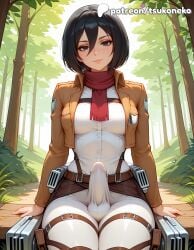 1futa 2026 ai_assisted ai_generated anime artist_name attack_on_titan bare_tree belt bush erection explicit forest futanari hi_res high_quality high_resolution highres jacket jungle leaf mikasa_ackerman nature outdoors paradis_military_uniform patreon patreon_username penis scarf shingeki_no_kyojin short_hair solo stable_diffusion thigh_strap tsukoneko watermark