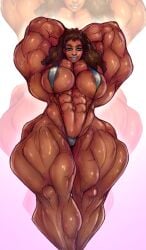 abs anarchium biceps bikini breasts dark_skin female muscles muscular muscular_arms muscular_female muscular_legs muscular_thighs pecs