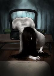 ass_up black_hair crawling ghost_girl long_hair ringu yamamura_sadako