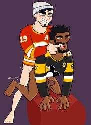 2boys anal anal_sex blush blush_face blushed_face blushing_male bottomless calgary_flames disventure_camp disventure_camp:_carnival_of_chaos gay gay_anal gay_sex hockey_jersey hockey_player human human_male human_only male_only nhl peperonpomo pittsburgh_penguins pubes pubic_hair shawn_(disventure_camp) topwear topwear_only yaoi zaid_(disventure_camp)