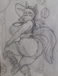 1girls big_breasts clothed_female gold_ship_(umamusume) horse_ears horse_girl horse_tail kaxta long_hair looking_at_viewer meme parody pilates pilates_ring thick_thighs umamusume