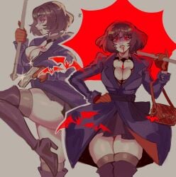 1girls big_breasts big_thighs black_hair blood breasts cleavage clothed clothing collar deadlock fangs female female_only gun heels high_heels hourglass_figure huge_breasts huge_thighs large_breasts large_thighs looking_at_viewer mina_(deadlock) red_eyes short_hair skirt slim_waist solo solo_female standing thick thick_thighs thighhighs thighs thunder_thighs umbrella valve vampire vampire_girl weapon wide_hips widisu