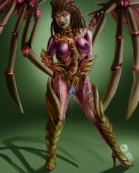 4:5 alien bioluminescence blizzard_entertainment bone_wings breasts clothing contrapposto dreadlocks drqube exoskeleton female female_humanoid footwear front_view genitals glowing glowing_eyes glowing_genitalia glowing_vulva hand_on_hip hi_res high_heels humanoid hybrid infested_kerrigan medium_breasts nipples not_furry nude nude_female purple_body sarah_kerrigan scales shoes smile smiling_at_viewer smirk smirking_at_viewer spikes spread_vulva spreading starcraft unusual_anatomy unusual_wings vulva wings zerg