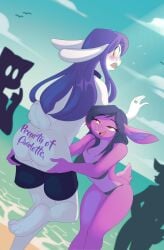 1boy 1girls apinkgrape ass assisted_exposure balls christopher_(qbix) female male neko-eclipse17 rule_63 steph_glamor tagme