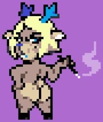 accurate_art_style anthro antlers ass bluesky_link carol_holiday deer deltarune deltarune_chapter_4 female female_only furry moronicpixels naked older_female paws pixel_art pixelated simple_background sprite sprite_art tail xenias98