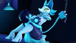 3d anthro ass breasts cat_ears cat_tail catgirl darkflash23 deltarune deltarune_chapter_2 human human_on_anthro kris_(deltarune) penis pussy sex tasque_manager_(deltarune) vaginal_penetration