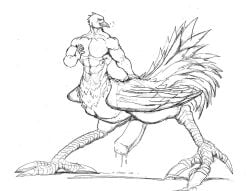 after_transformation avian avian_taur big_penis bird bluebird chocobo eastern_bluebird final_fantasy genitals gingatokkyu hi_res male muscular muscular_male neptune_mereaux oscine passerine penis square_enix taur thrush_(bird) transformation