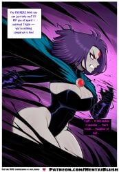 action_pose ai_generated angry_expression billowing black_cape black_leotard blue_accents bodysuit break_tease breasts_squeezed_together cape cleavage corruption_tease custom_commission dark_background daughter_of_hell dc_comics deep_cleavage defiance demonic_presence demonic_voice dialogue dramatic_angle dynamic_background dynamic_pose energy_aura energy_hands energy_trails father_daughter_implication female floating flowing_cape flowing_hair forehead_jewel full_body furious_expression glowing_eyes glowing_hands grey_skin gritted_teeth hentblush hood_up huge_breasts inner_thoughts intense_expression large_breasts levitating long_hair looking_at_viewer low_angle magical_effect magical_glow mind_break_tease multiple_speech_bubbles narration nsfw nsfw_commission open_mouth patreon_exclusive pink_aura pink_energy pink_glow pink_text possession_attempt purple_accents purple_background purple_cape purple_energy purple_hair purple_text rachel_roth rage raven_(dc) red_gem red_glowing_eyes resistance shouting solo speech_bubble struggle teal_cape teen_titans text tight_clothing yelling