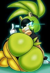 1female 1females 1girls 1woman 1women 2d 2d_(artwork) 2d_artwork alternate_version_at_source alternate_version_available ass ass_crack ass_focus black_background butt_crack butt_focus buttocks electricity female female_focus female_only female_solo gloves green_body green_fur green_skin hair hair_tied looking_back looking_back_at_viewer middle_finger mobian mobian_(species) mobian_tenrec pants pants_down rear rear_focus rear_view sharp_teeth sharp_teeth_female sketchcolor solo solo_female solo_focus sonic_(series) sonic_the_hedgehog_(comics) sonic_the_hedgehog_(idw) sonic_the_hedgehog_(series) super surge surge_the_tenrec tail tied_hair tied_up_hair watermark yellow_pants