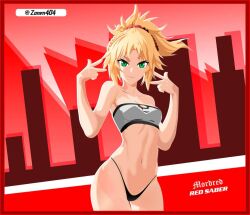 bandeau bikini blonde_hair fate_(series) green_eyes mordred_(fate) tagme white_body zonen404