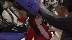 3d big_breasts big_penis blue_eyes brown_hair crossover curvy domination elite_(halo) female gigantic_penis halo_(series) imminent_oral interspecies laarian male may_(pokemon) oral penis pokemon rape sangheili