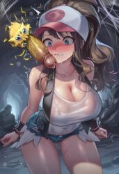1boy 1girls ai_generated aroused ass_visible_through_thighs big_breasts big_penis biting_lip cleavage cock_shock drooling extreme_size_difference facing_viewer female full-face_blush generation_5_pokemon hilda_(pokemon) horny horny_female huge_cock imminent_sex joltik large_breasts large_penis looking_at_penis male male/female nokani penis penis_awe penis_on_face pokemon pokemon_(species) pokemon_bw pokephilia precum precum_drip scared see-through see-through_shirt self_upload size_difference small_but_hung straight tearing_up thick_thighs trembling very_sweaty wide-eyed wide_hips worried