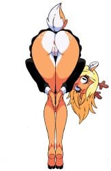 anthro antlers anus ass ass_focus bottomless bottomless_skirt deer deltarune doodle ear female_only furry long_legs mooning noelle_holiday praise_da_booty_(meme) pussy semi_nude simple_background tail unepicroachy upskirt