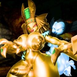 2girls 3d activision ass balls big_ass big_balls big_breasts big_lips big_nipples big_penis big_thighs bimbo breasts claws defeated dominant dominant_female enslaved enslaved_royal erection female futanari girls_only gold_(metal) gold_skin golden_queen grin hex_(skylanders) imminent_sex larger_female lips nipples penis questionable_consent reversemilkman size_difference skylanders skylanders:_ring_of_heroes skylanders:_trap_team slave small_dom_big_sub smaller_female testicles thighs uncomfortable villainess voluptuous yuri