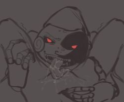 daycare_attendant_(fnaf) five_nights_at_freddy's five_nights_at_freddy's:_security_breach grey_background holding_thigh licking_lips licking_pussy moon moondrop pov red_eyes sketch wildhellfix