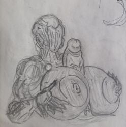 1boy 1girls areolae big_breasts big_penis doom huge_breasts kaxta male/female nipples paizuri robot robot_girl robot_humanoid rule_63 samuel_hayden_(doom) straight titjob video_games