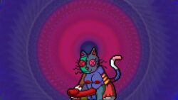abstract_background alexis_wasilla animate_inanimate anthro balls belly big_hands big_penis blue_body button_(fastener) button_eyes cat_smile digital_media_(artwork) domestic_cat eyelashes felid feline felis genitals gynomorph humanoid_genitalia humanoid_penis intersex living_plushie long_arms long_penis mammal nipples patchwork_creature penis pixel_(artwork) plushie plushophilia red_eyes red_nose red_penis solo spiral_background split_color_body spots stitch_(sewing) stitched_face stripes tail thick_thighs what whiskers