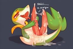 ai_generated animal_genitalia animal_penis big_penis bodily_fluids cum cum_in_own_mouth cum_inside cum_on_body cum_on_face cum_on_ground cum_on_own_face cum_on_own_tongue cum_on_penis cum_on_self cum_on_tail cum_string erection feral generation_5_pokemon genital_fluids genital_slit genitals heart hemipenes hi_res long_penis male masturbation multi_genitalia multi_penis nintendo open_mouth penile_masturbation penis pokemon pokemon_(species) red_eyes reptile scalie simple_background slit snivy solo sweat tapering_penis text tongue tongue_out twinkaton