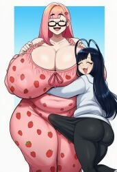 1boy 1femboy 1futa 2d :3 ai_generated antenna_hair ass big_ass big_breasts big_butt big_cock big_penis big_thighs black_hair bleach blunt_bangs blush breasts bulge bulge_through_clothing bulge_under_clothes cleavage closed_eyes cock collarbone covered_nipples covered_penis covered_testicles dress erection erection_under_clothes everyirisviel food-themed_hair_ornament food_print futa/male futa_with_male futanari gigantic_breasts gigigens giselle_gewelle glasses gradient_background hair_ornament hairclip hood hoodie hug huge_breasts huge_cock huge_thighs large_ass large_breasts large_butt large_cock large_nipples large_penis large_thighs long_hair long_sleeves massive_breasts massive_cock massive_penis nipple_bulge nipples nipples_visible_through_clothing open_mouth original original_character otoko_no_ko penis penis_bulge pink_dress pink_hair plump puffy_nipples semi-rimless_eyewear size_difference smile strawberry_hair_ornament thick_ass thick_butt thick_cock thick_penis thick_thighs thighs under-rim_eyewear wide_hips