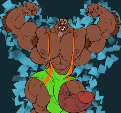 abs armpit armpit_hair armpits beast_(disney) biceps bodybuilder boner erection flexing_arms flexing_bicep furry green_mankini hairy_armpits hyper hyper_balls hyper_genitalia hyper_muscles hyper_penis hyper_testicles male male_focus male_only mankini muscle muscles muscular muscular_arms muscular_ass muscular_back muscular_legs muscular_male muscular_thighs nipples orange_mankini pecs remert singlet smile solo solo_male veins veiny_penis wrestling_singlet