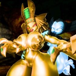 2girls 3d activision ass balls big_ass big_breasts big_lips big_nipples big_thighs bimbo breasts claws defeated dominant dominant_female enslaved enslaved_royal female futanari girls_only gold_(metal) gold_skin golden_queen grin hex_(skylanders) imminent_sex larger_female lips nipples pussy questionable_consent reversemilkman size_difference skylanders skylanders:_ring_of_heroes skylanders:_trap_team slave small_dom_big_sub smaller_female thighs uncomfortable villainess voluptuous yuri