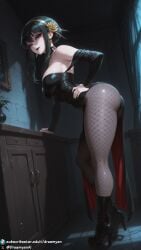 1girls ai_generated bent_over big_breasts black_hair black_lips black_lipstick breasts clothed clothed_female curvy curvy_body curvy_female dreamyan_ai female female_focus female_only fishnet_legwear fishnets goth goth_girl hi_res high_quality high_resolution highres huge_breasts large_breasts lipstick looking_at_viewer makeup pantyhose pelvic_curtain red_eyes seductive seductive_eyes seductive_look seductive_mouth seductive_pose seductive_smile short_hair smile smiling solo solo_female solo_focus spy_x_family standing thick_ass thick_thighs thighs uncensored yor_briar yor_forger