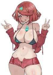 bikini blush breasts girl pyra pyra_(xenoblade) spicycurryart xenoblade_chronicles_2
