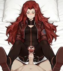 ai_assisted ai_generated angry angry_face armband black_bodysuit blush clothed clothed_sex cum cum_in_pussy cum_inside female gebura_(lobotomy_corporation) grey_eyes heterochromia library_of_ruina lobotomy_corporation long_hair male_penetrating official_style project_moon pussy rape red_hair scar_on_face sex spread_legs uncensored uterus vaginal_penetration x-ray yellow_eyes