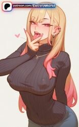 1girls 2026 ai_generated artist_name blonde_hair blush breasts bust chest covered_nipples ear_piercing earrings electroworld fellatio_gesture female heart hi_res high_quality high_resolution highres jewelry kitagawa_marin long_hair nail_polish patreon patreon_username piercing pink_nails ribbed_sweater solo sono_bisque_doll_wa_koi_wo_suru stable_diffusion sweater tongue tongue_out tongue_piercing watermark