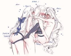 3girls arknights assertive_female bar_censor black_thighhighs blue_bow bow breasts censored commentary dildo dual_persona english_commentary ffd_threesome futa_with_female futanari girl_sandwich group_sex hairbow large_breasts mixed-language_commentary multiple_girls nipples no_shoes orz_(kagewaka) penetration_while_penetrated penis sandwiched sex sex_from_behind sex_toy sharp_teeth simple_background skadi_(arknights) specter_(arknights) specter_the_unchained_(arknights) strap-on teeth thighhighs threesome white_background