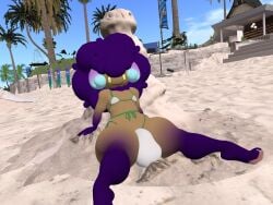 3d 3d_(artwork) adorable alizora anthro anthropomorphic beach bikini cute fanchon_(alizora) femboy looking_at_viewer male male_in_bikini pokemon pokemon_(species) pokemorph relaxing relaxing_at_the_beach sand second_life sitting sitting_on_sand summer summertime whimsicott