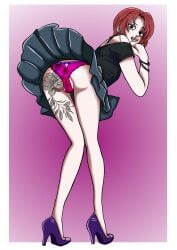 anus ass ass_focus ass_up crossdressing eroizovel femboy otoko_no_ko otokonoko panties pierced_ears pierced_nose piercing simple_background sissy solo standing tattoo tattoo_on_ass