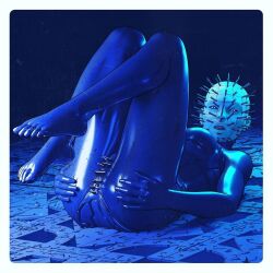 bdsm_outfit cyberpunk digital_media_(artwork) feet feet_up female hellraiser latex latex_clothing pinhead presenting presenting_pussy rule_63 tagme xsullo