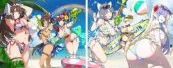 6+girls :d adjusting_hair ahoge aiming armpits arms_up artbook ass asuka_(senran_kagura) ball beach beachball bent_over bikini bikini_skirt bikini_tan black_choker black_hair blonde_hair blue_bikini blue_eyes blue_hair blue_ribbon blue_sarong bow bracelet breasts brown_hair chinese_knot choker cleavage cloud covered_erect_nipples dark-skinned_female dark_skin detached_sleeves earrings eye_tattoo eyewear_around_neck eyewear_on_head facial_tattoo finger_to_mouth floral_print floral_print_bikini floral_print_sarong flower flower-shaped_pupils frilled_bikini frills from_behind grey_hair groin hair_flower hair_ornament hair_ribbon hair_tie hairbow hairpin hand_on_own_hip heart heart-shaped_eyewear high_heel_sandals high_ponytail highres holding holding_surfboard holding_water_gun homura_(senran_kagura) huge_breasts jewelry large_breasts leg_ribbon light_blush long_hair looking_at_viewer looking_back medium_hair mismatched_earrings miyabi_(senran_kagura) multicolored_bikini multicolored_hair multiple_bracelets multiple_girls multiple_hairpins navel necklace ocean official_art one_eye_closed open_mouth palm_tree parted_lips pink_pupils ponytail presenting print_bikini rainbow red_bikini red_flower red_streaks ribbon sandals sarong see-through_clothes see-through_shirt senran_kagura senran_kagura_new_link shirt short_hair short_ponytail side-tie_bikini_bottom single_wide_sleeve skindentation slit_pupils smile standing standing_on_one_leg streaked_hair striped_bikini striped_bow striped_clothes stud_earrings suiren_(senran_kagura) sunflower sunflower_hair_ornament sunglasses surfboard swim_ring swimsuit symbol-shaped_pupils tan tanline tattoo teeth thigh_ribbon thigh_strap toki_(senran_kagura) tongue tongue_out tree two-tone_hair upper_teeth_only very_long_hair visor_cap water water_drop water_gun white_bikini white_bow white_eyes white_hair white_ribbon white_sleeves x_hair_ornament yaegashi_nan yellow_bikini yellow_eyes yellow_flower yumi_(senran_kagura)