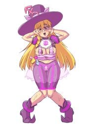 bimbo bimbofication brainwashing breast_expansion covered_nipples female identity_death kakikorori large_breasts marisa_kirisame nipples pachimono plump post_transformation thigh_expansion touhou transformation witch