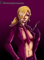 1girls blonde_hair corvo_caotico female female_only gender_bender genderswap_(mtf) kinktober kinktober_2021 one_piece rule_63 smoking suit vinsmoke_sanji