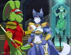 4:3 anthro anthro_on_anthro balls being_watched biped blue_body blue_fur blue_hair breast_grab breasts buckteeth bucky_o'hare bucky_o'hare_(series) canid canine crossover detailed_background duo ear_piercing eyewear female fluffy fluffy_tail fox fox_mccloud fur genitals goggles green_body green_fur groping hair hand_on_breast handjob hi_res interspecies krystal lagomorph leporid long_ears looking_at_another male male/female mammal masturbation multicolored_body multicolored_fur netorare nintendo nipples open_mouth open_smile orange_body orange_fur penile penis piercing rabbit savageshark sex smile star_fox teeth tongue two_tone_body two_tone_fur vein veiny_penis video_games white_body white_fur yellow_eyes