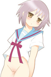 bottomless female female_only human kurappii nagato_yuki school_uniform serafuku solo suzumiya_haruhi_no_yuuutsu