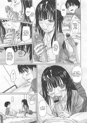 bar_censor big_sister breasts brother_and_sister censor_bar comic cum cum_in_mouth english_text facial fellatio handjob highres incest kisaragi_gunma little_brother manga monochrome older_female older_sister oral penis right_to_left siblings tongue translated younger_brother younger_male