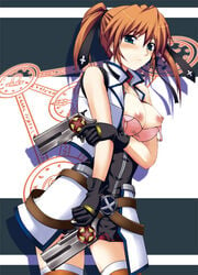 breast_squeeze breasts cross_mirage kuronezumi lyrical_nanoha mahou_shoujo_lyrical_nanoha mahou_shoujo_lyrical_nanoha_strikers teana_lanster thighhighs