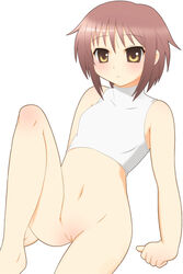 bare_shoulders blush bottomless female female_only human kurappii nagato_yuki pointy_chin sleeveless sleeveless_turtleneck solo suzumiya_haruhi_no_yuuutsu turtleneck