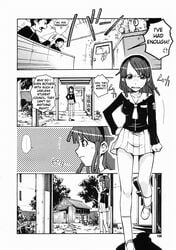 angry comic hard_translated highres isorashi monochrome school_uniform translated