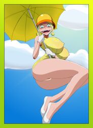 1girls anythinggoes female female_only flats flying mikita_(one_piece) miss_valentine one_piece smug solo upskirt